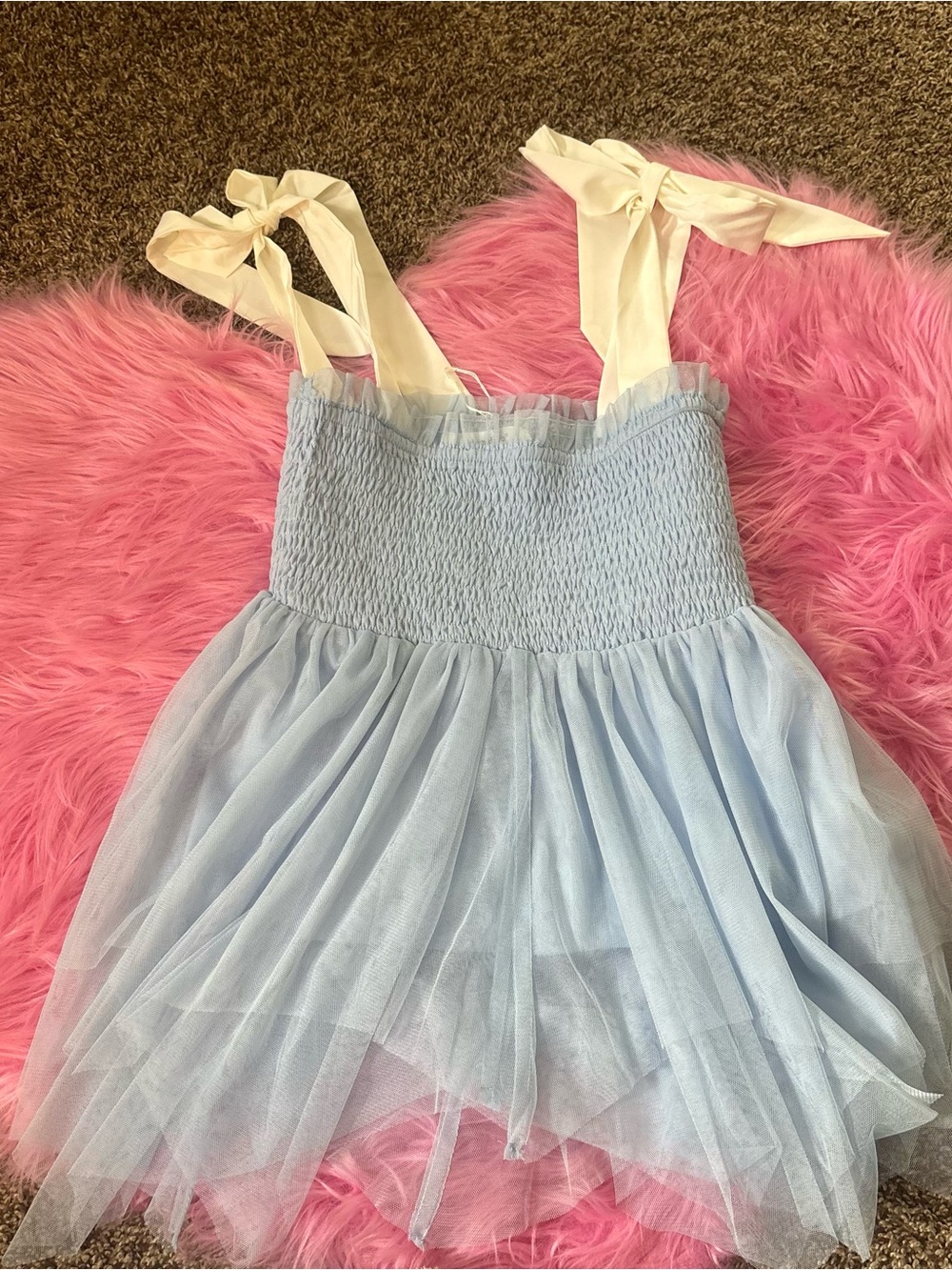 Idem Ditto Blue Tulle Bow Strap Babydoll Dress Size S